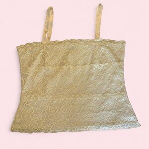 Coldwater Creek Lace Cami Tank Cream XL Floral Lace Top